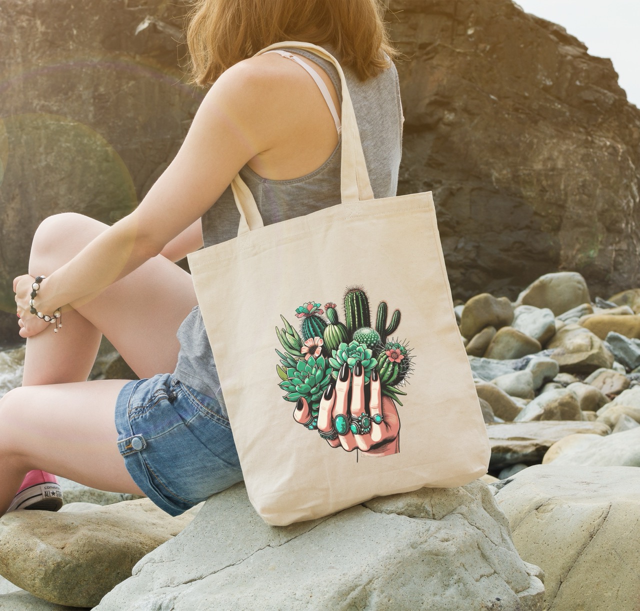 Tote bag Boho Cactus