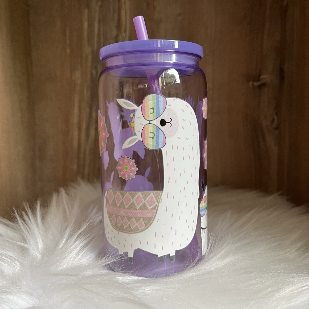 Verre Canette Plastique Violet Lama